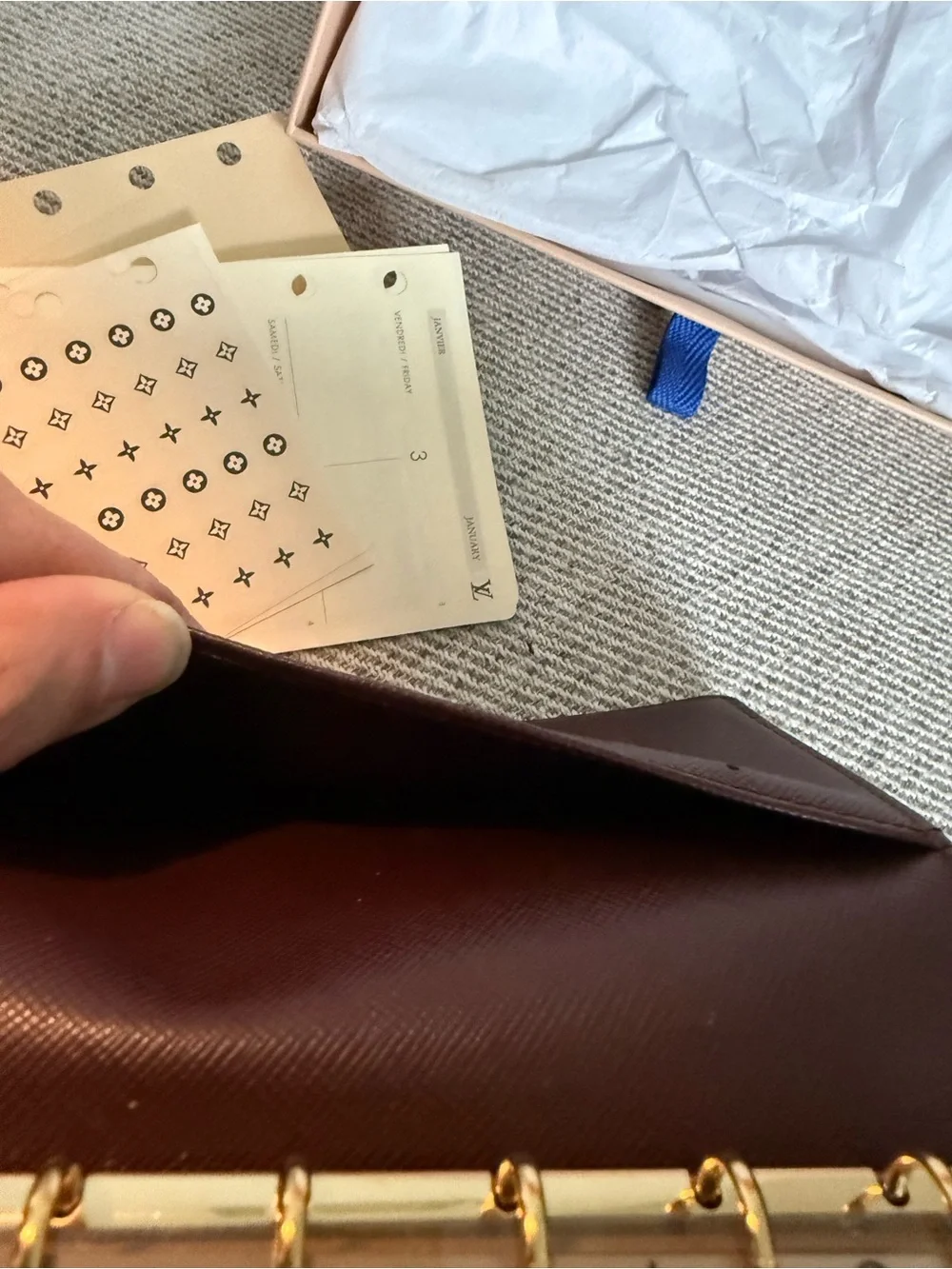 Louis Vuitton PM Mini Lin Beige and Burgundy Monogram Agenda